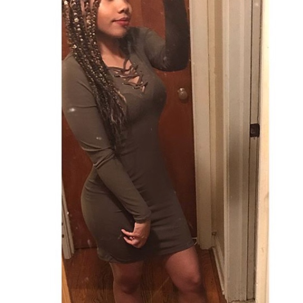 Cross body long sleeve mini dress